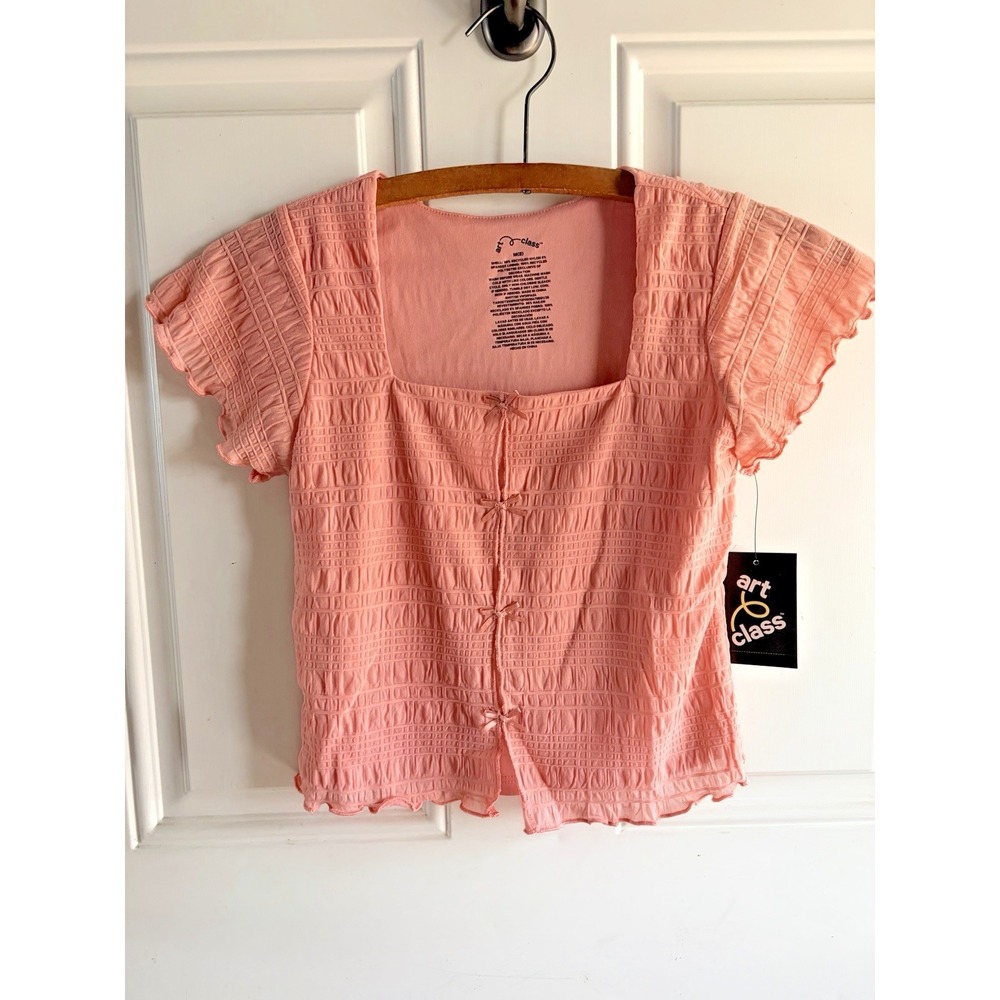 art class Girls Textured Pink Short Sleeve Shirt - Girls Size M (8)